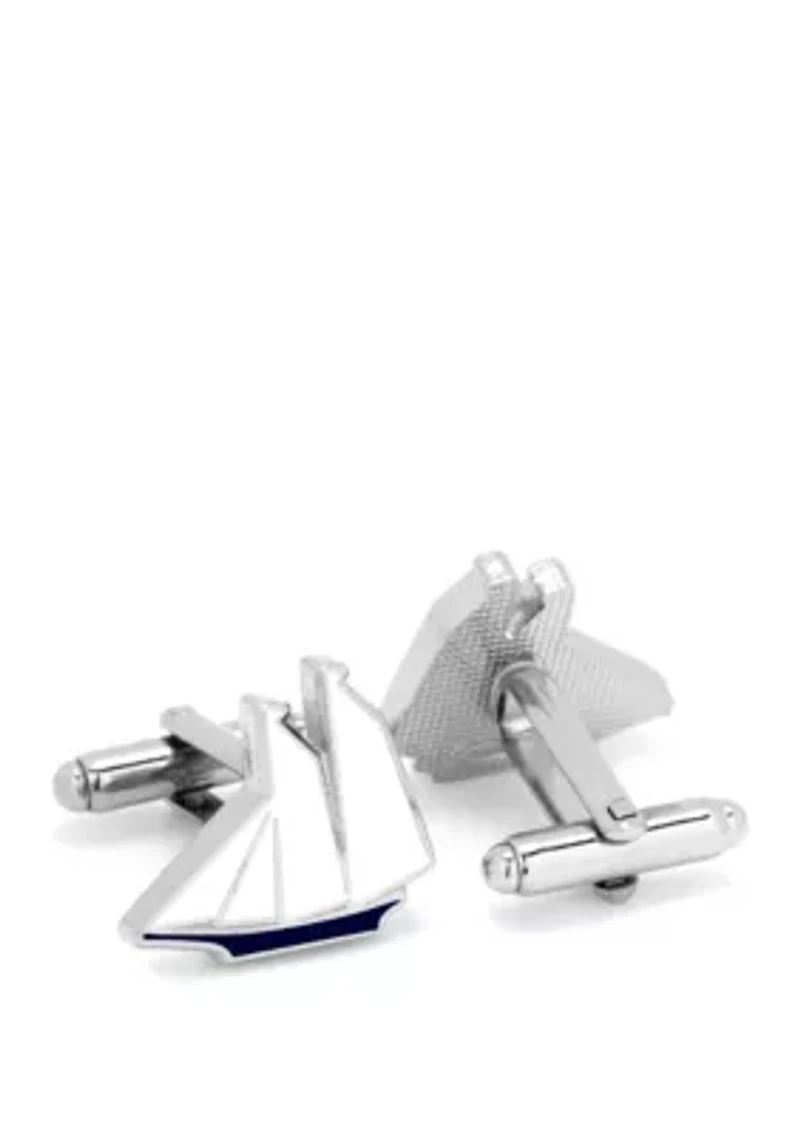 Blue and White Sailboat Cufflinks