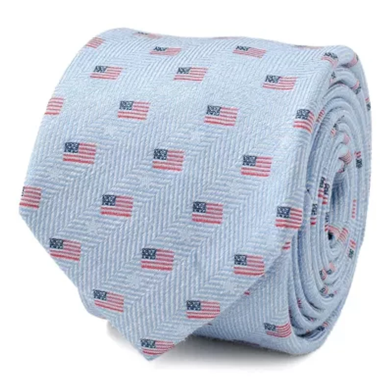 Light Blue American Flag Tie