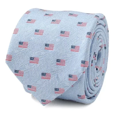Light Blue American Flag Tie