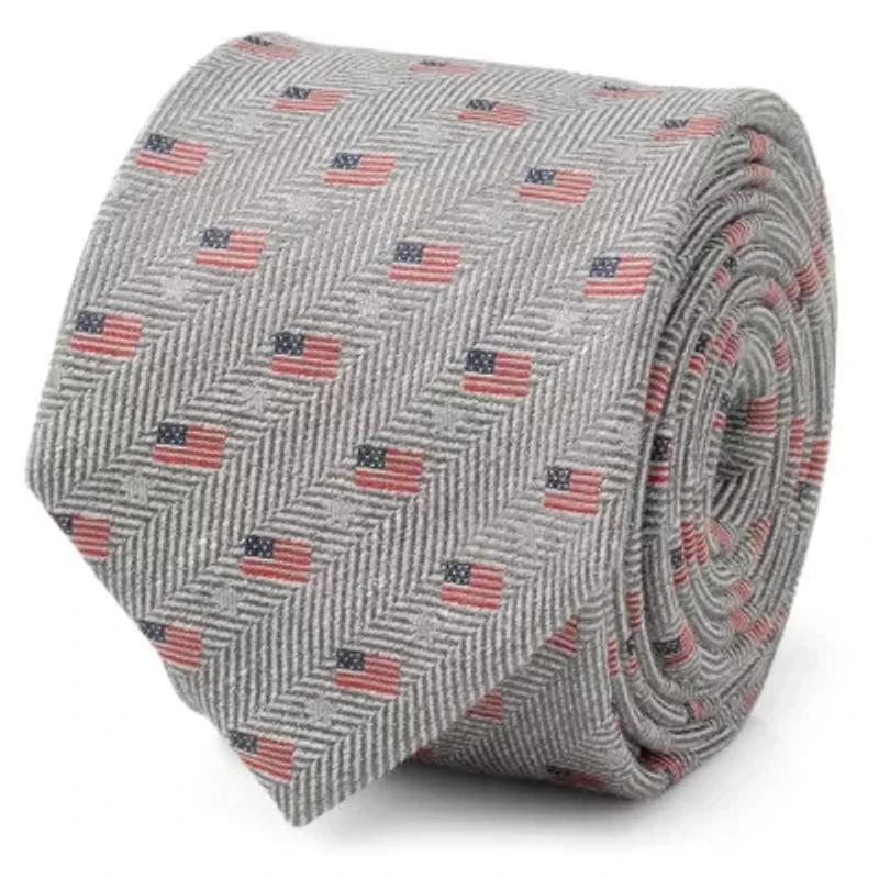Light Gray American Flag Tie