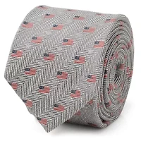 Light Gray American Flag Tie