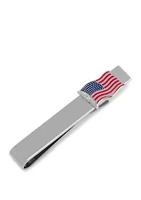 Waving American Flag Tie Bar