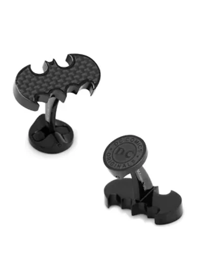 Stainless Steel Carbon Fiber Batman Cufflinks