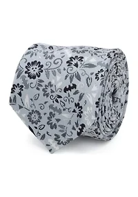 Batman Patterned Floral Blue Tie