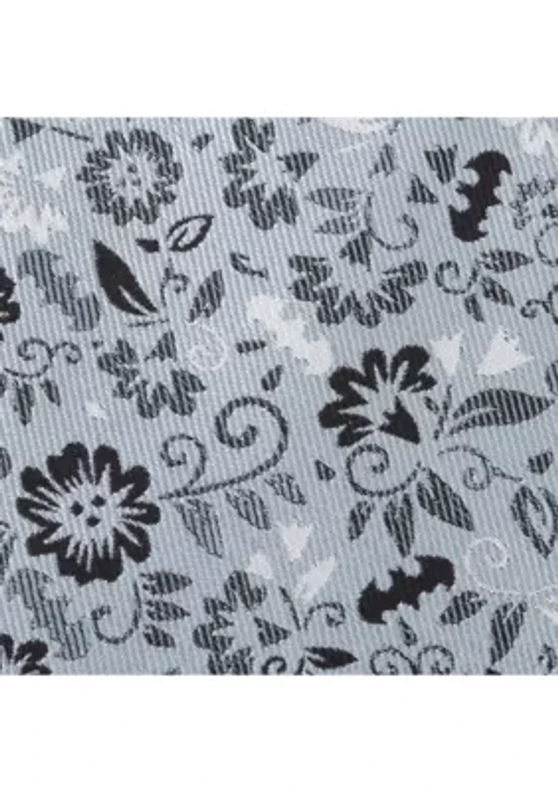 Batman Patterned Floral Blue Tie