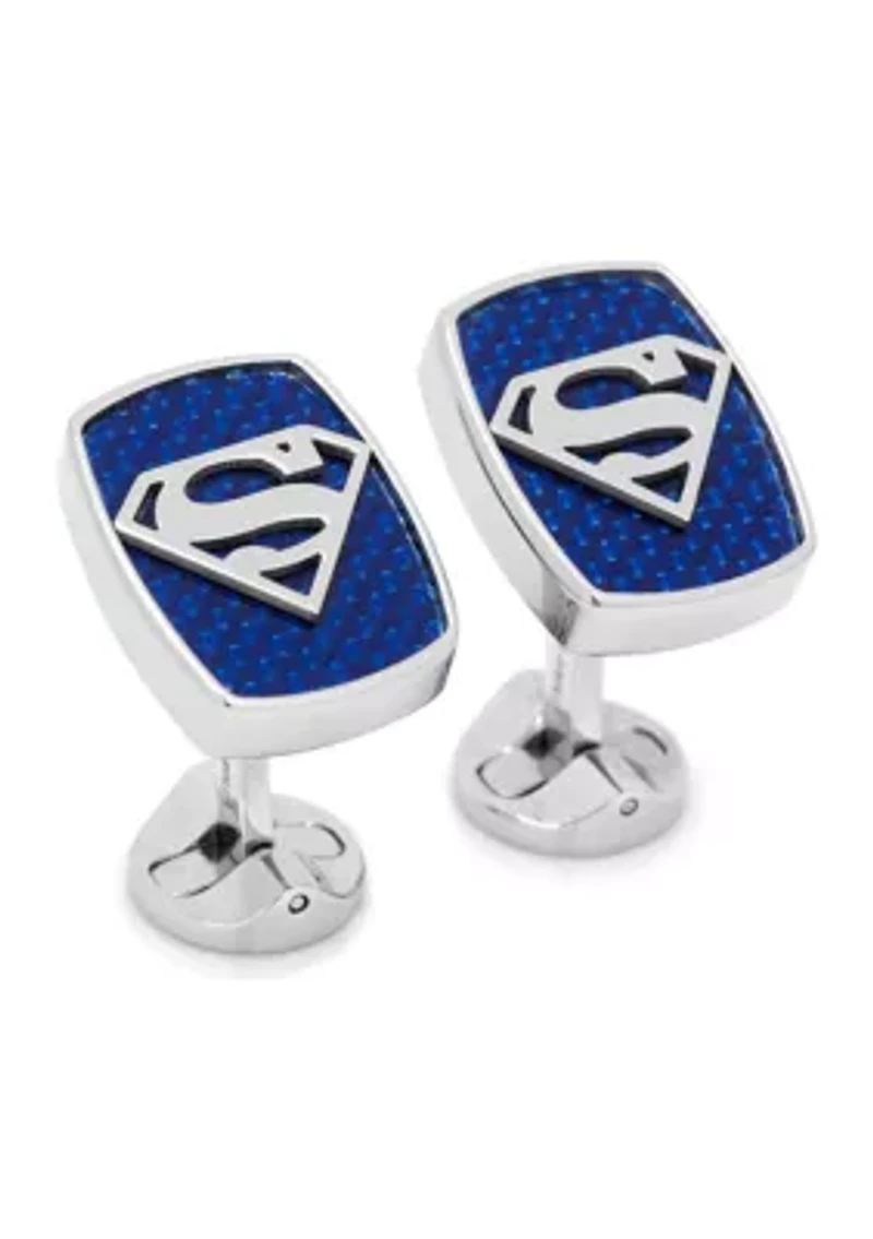 Stainless Steel Carbon Fiber Superman Cufflinks