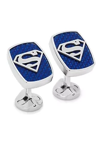 Stainless Steel Carbon Fiber Superman Cufflinks