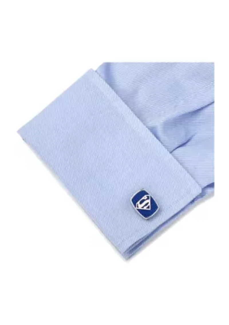 Stainless Steel Carbon Fiber Superman Cufflinks