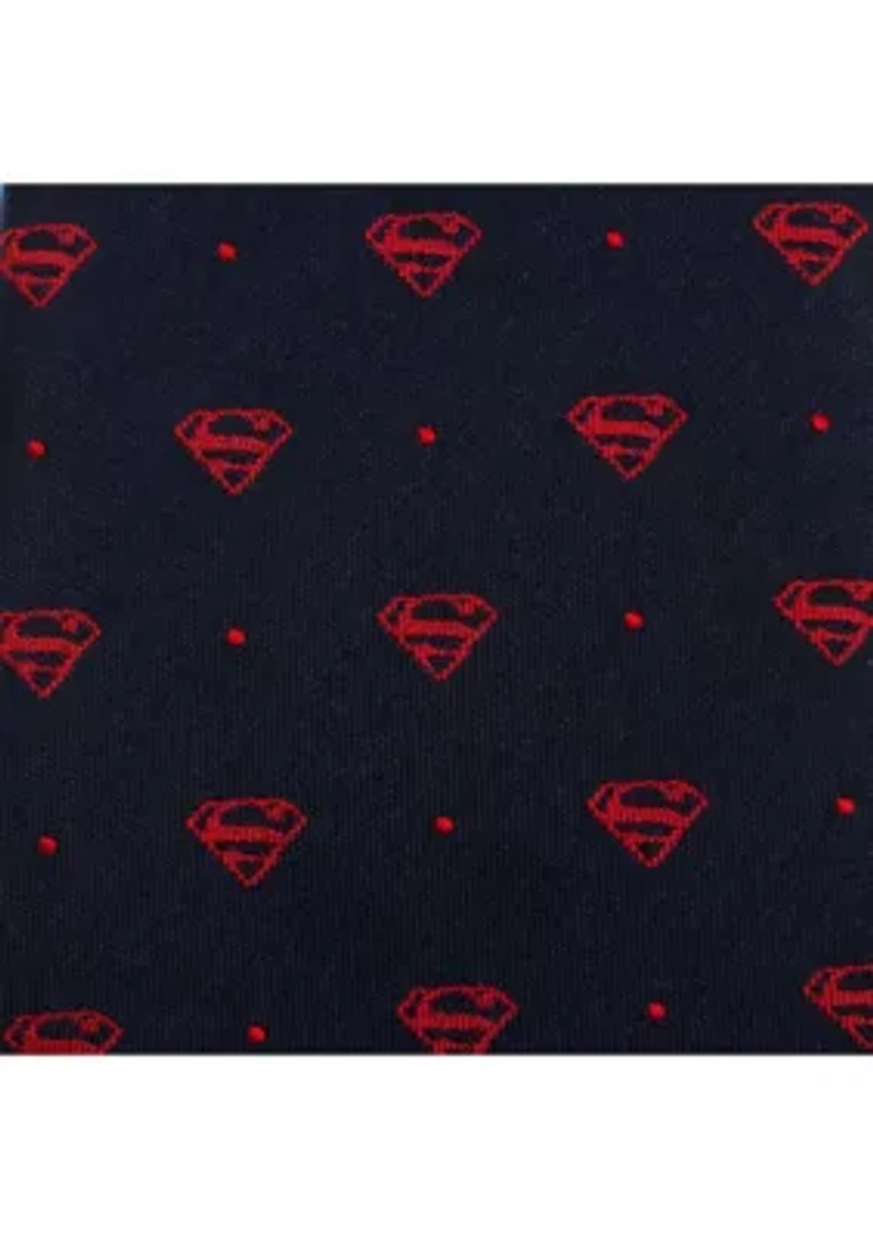 Superman Shield Navy and Red Dot Tie