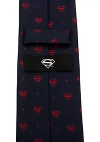 Superman Shield Navy and Red Dot Tie
