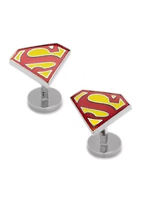 Textured Transparent Enamel Superman Shield Cufflinks