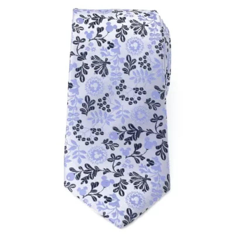 Mickey Silhouette Floral Blue White Tie