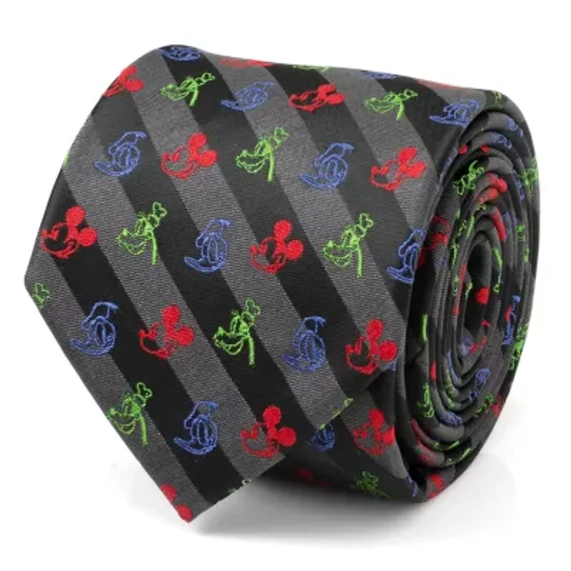 Mickey and Friends Multi Black Stripe Tie