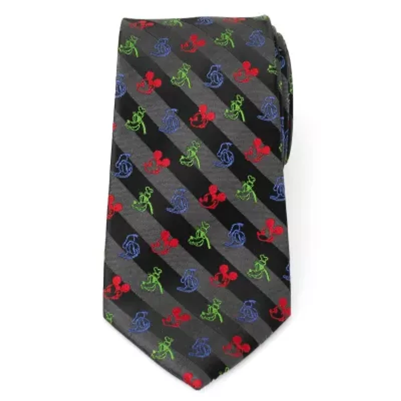 Mickey and Friends Multi Black Stripe Tie
