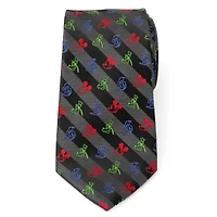 Mickey and Friends Multi Black Stripe Tie