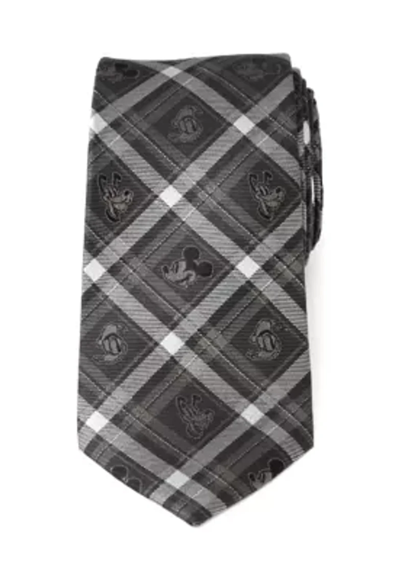 Mickey and Friends Charcoal Plaid Tie