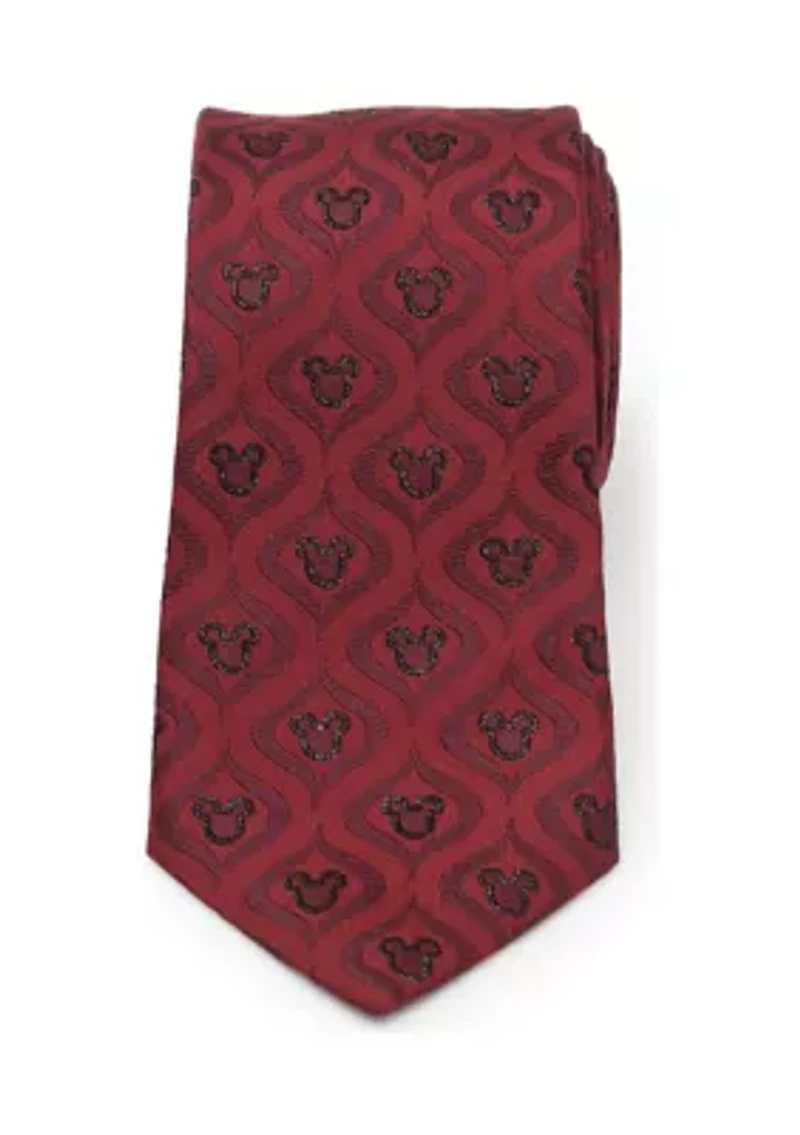 Mickey Mouse Holiday Metallic Black Silk Tie