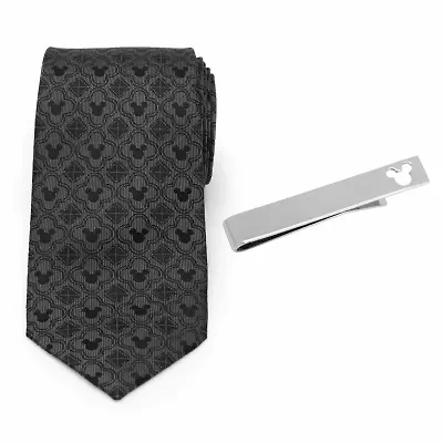 Mickey Mouse Black Necktie and Tie Bar Gift Set