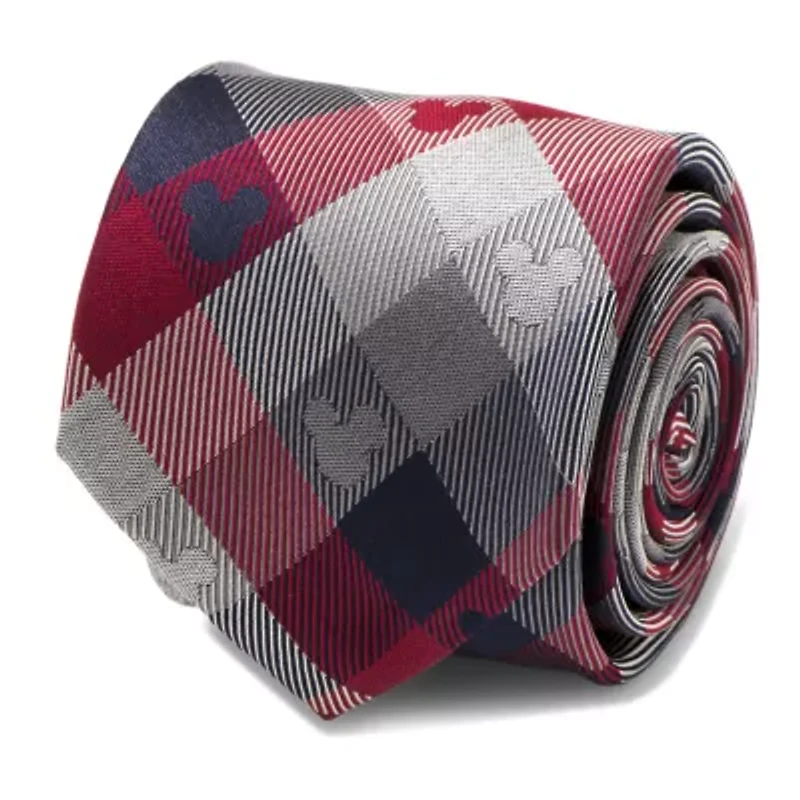 Mickey Mouse Red and Blue Plaid Men's Tie