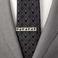 Mickey Mouse Silhouette Cutout Message Silver Tie Bar