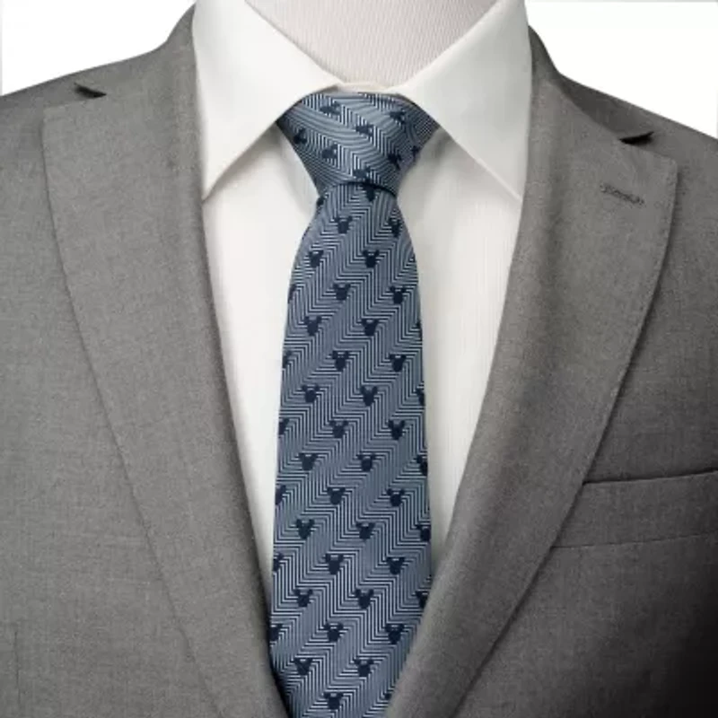 Mickey Silhouette Blue Herringbone Tie