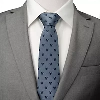 Mickey Silhouette Blue Herringbone Tie