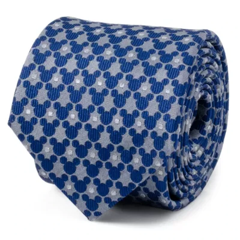 Mickey Silhouette Pattern Dot Blue Tie
