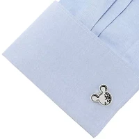 Mickey Silhouette Floating B/W Crystal Stainless Steel Cufflinks