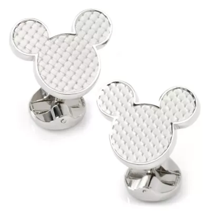 Mickey Mouse Silhouette Basket Weave Cufflinks