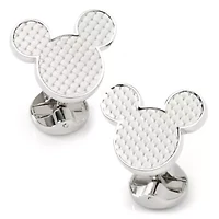 Mickey Mouse Silhouette Basket Weave Cufflinks