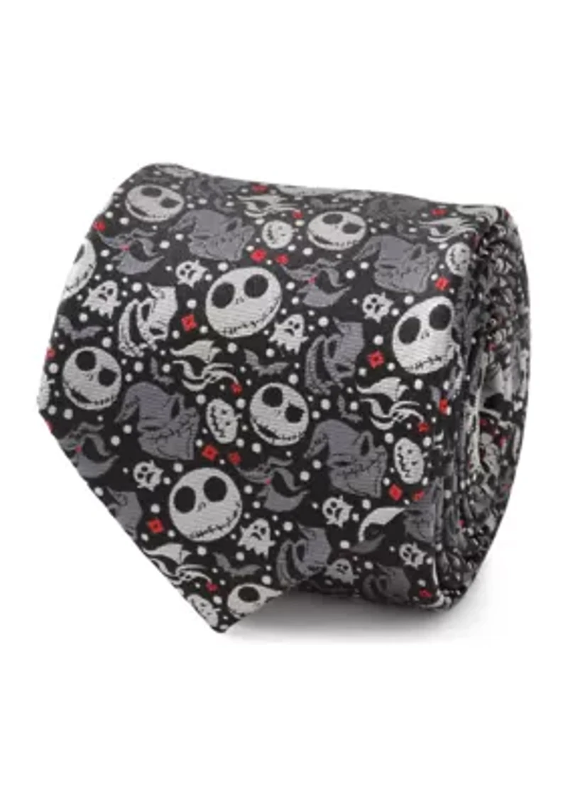 Nightmare Before Christmas Black Gray Pattern Tie