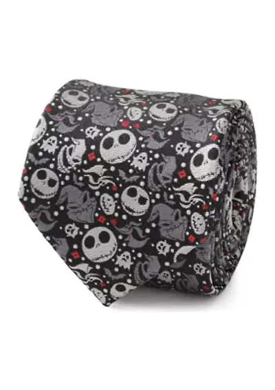 Nightmare Before Christmas Black Gray Pattern Tie
