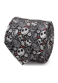 Nightmare Before Christmas Black Gray Pattern Tie
