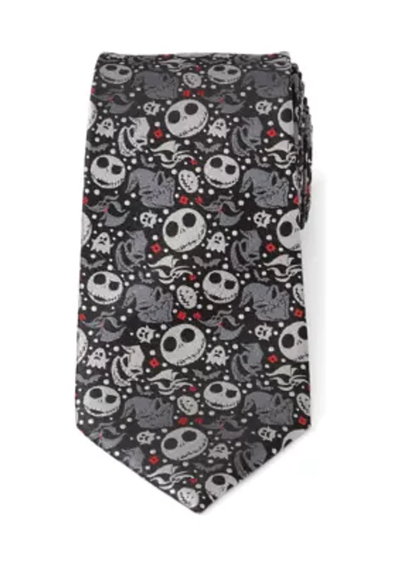 Nightmare Before Christmas Black Gray Pattern Tie
