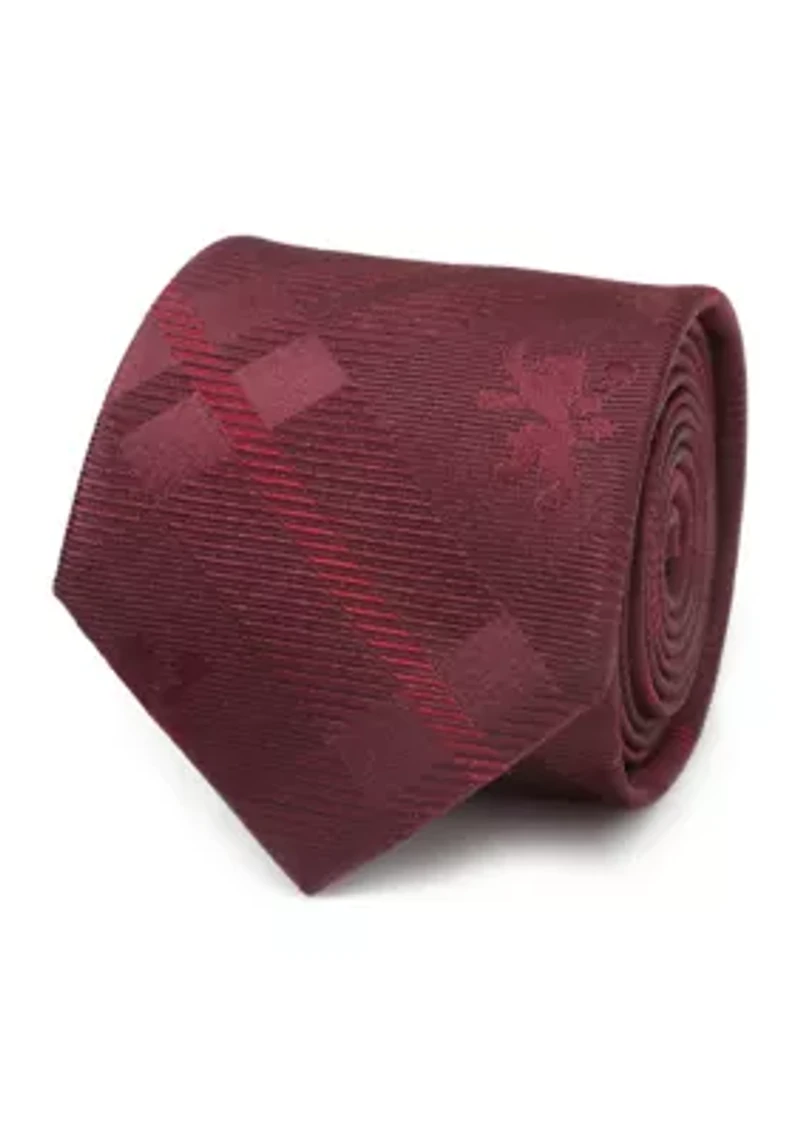 Men's Lannister Lion Red Plaid Silk Tie