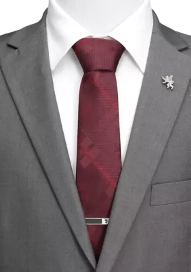 Men's Lannister Lion Red Plaid Silk Tie