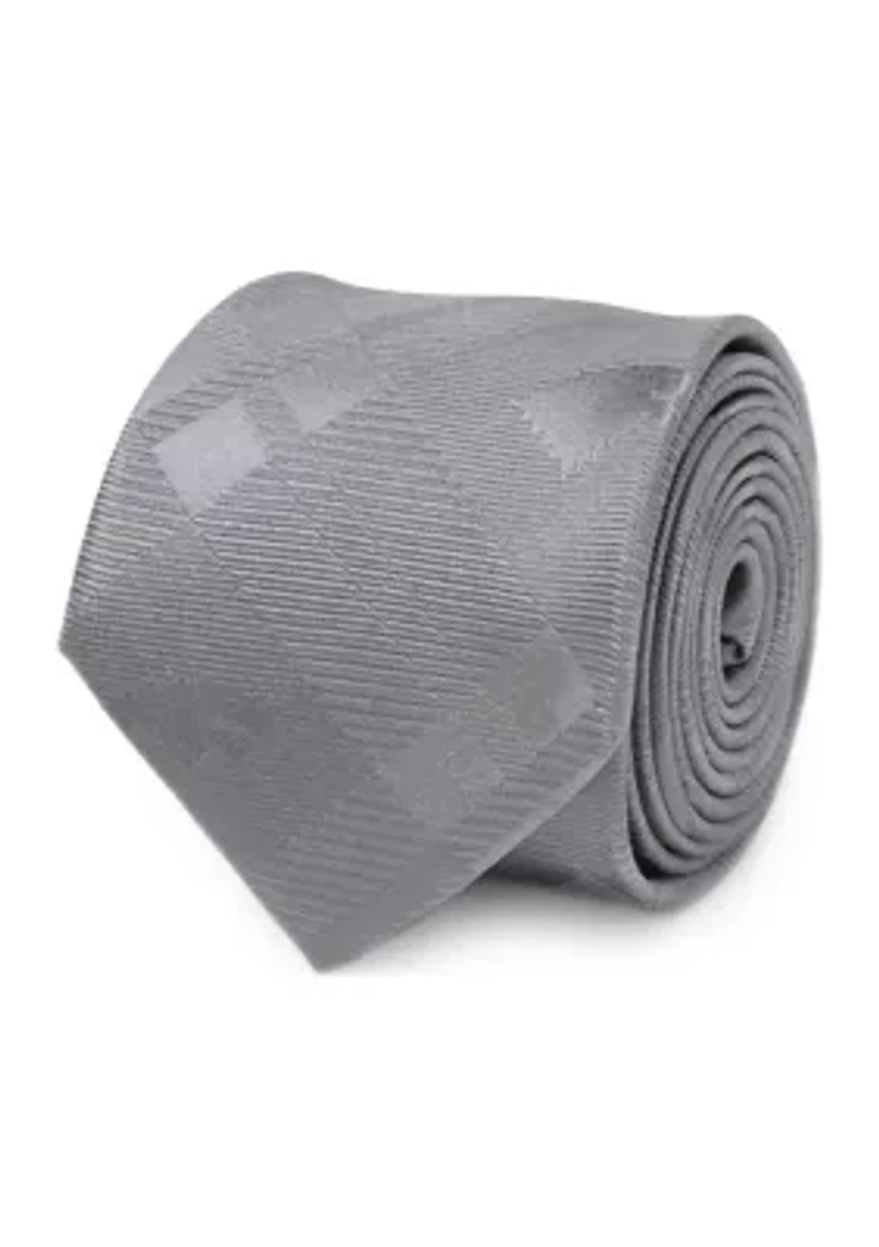 Men's Stark Direwolf Gray Plaid Silk Tie