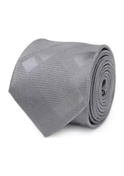 Men's Stark Direwolf Gray Plaid Silk Tie