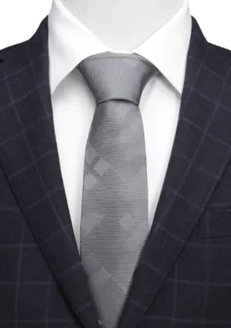 Men's Stark Direwolf Gray Plaid Silk Tie