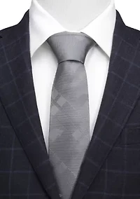 Men's Stark Direwolf Gray Plaid Silk Tie