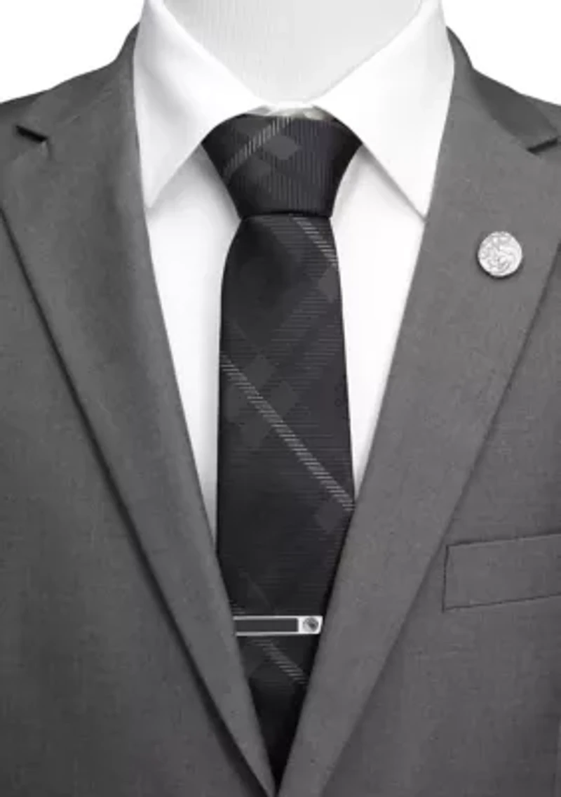 Men's Targaryen Dragon Black Plaid Silk Tie