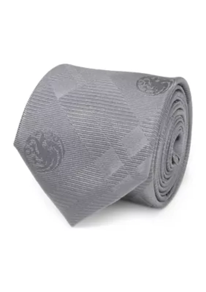 Men's Targaryen Dragon Gray Plaid Silk Tie