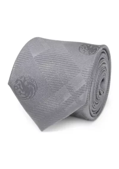 Men's Targaryen Dragon Gray Plaid Silk Tie