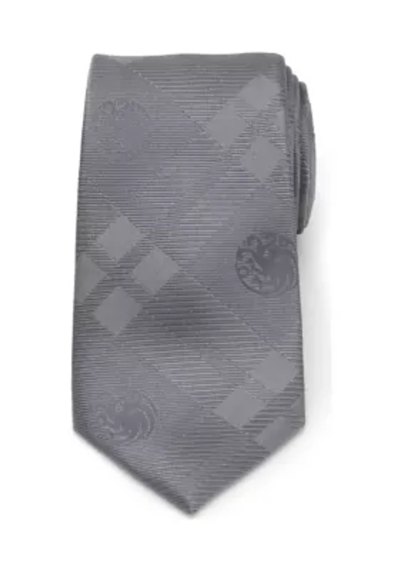 Men's Targaryen Dragon Gray Plaid Silk Tie