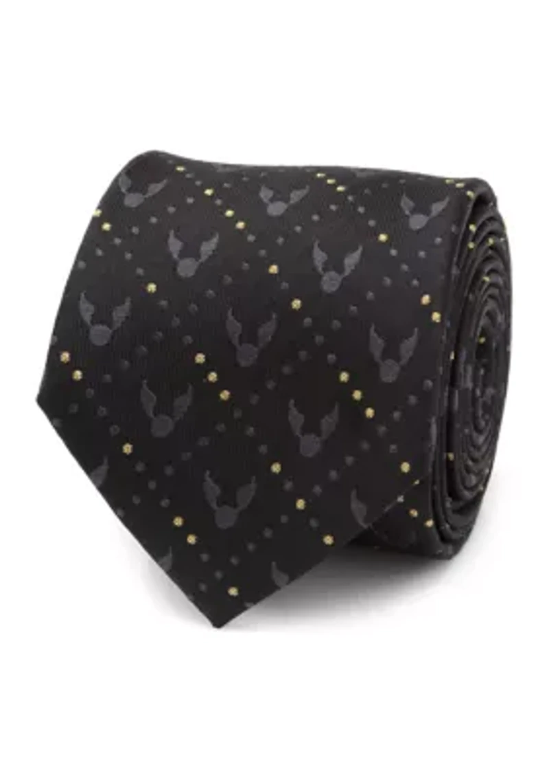 Golden Snitch Black Silk Tie