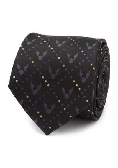 Golden Snitch Black Silk Tie