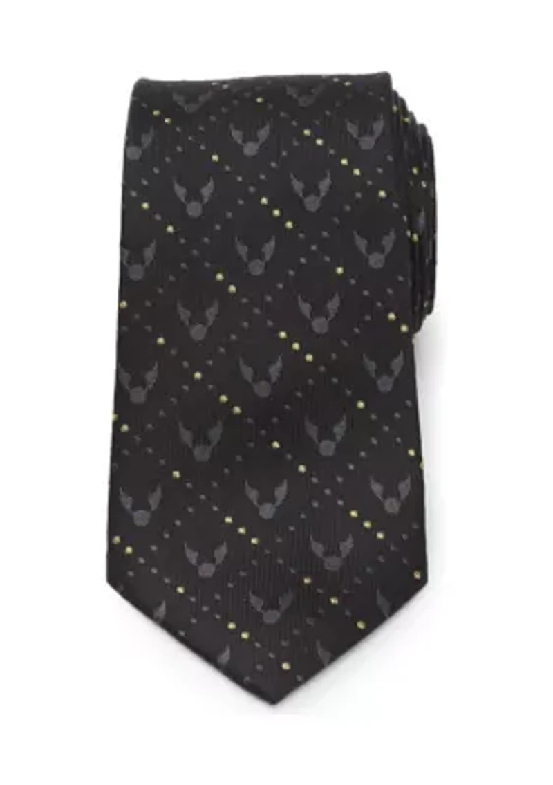 Golden Snitch Black Silk Tie