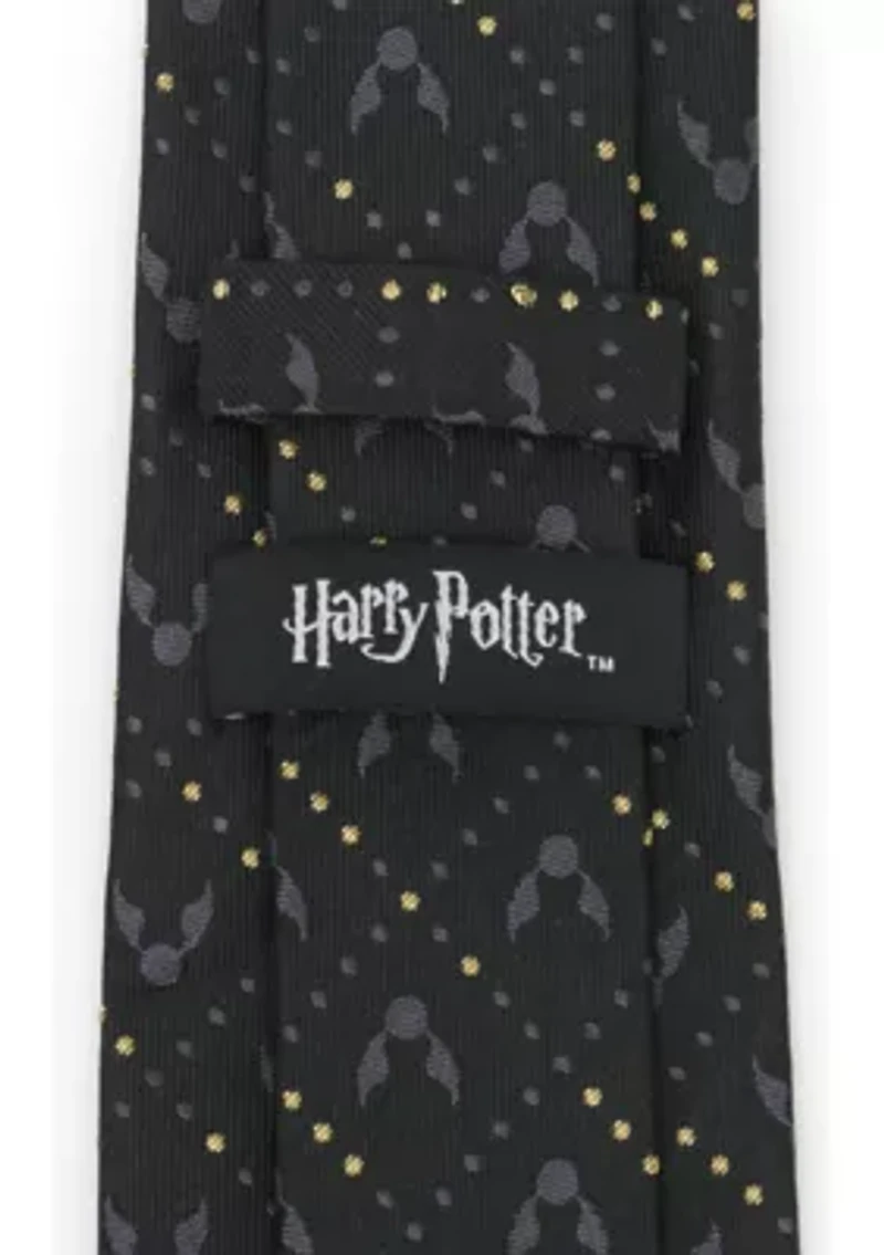 Golden Snitch Black Silk Tie