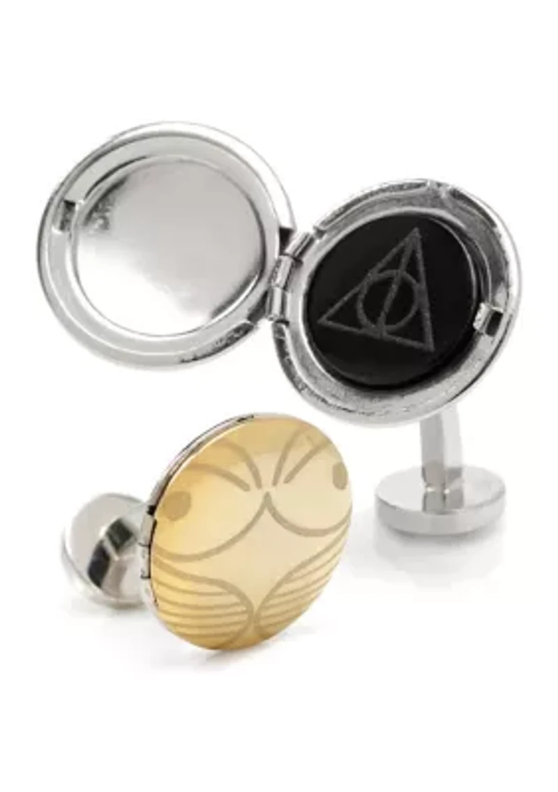 Golden Snitch Hidden Deathly Hallows Locket Cufflinks