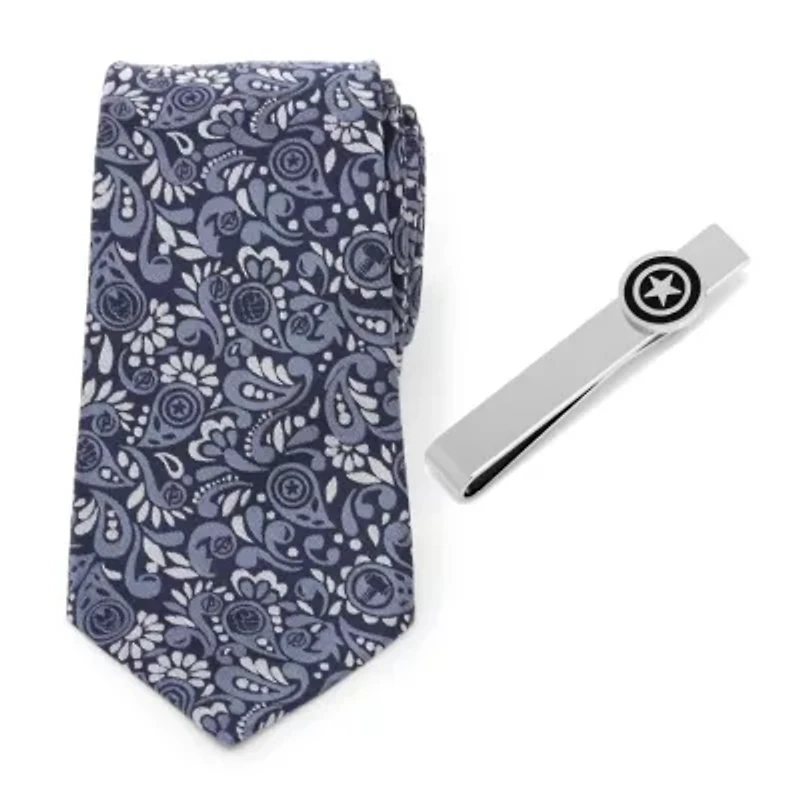 Avengers Icons Necktie and Tie Bar Gift Set